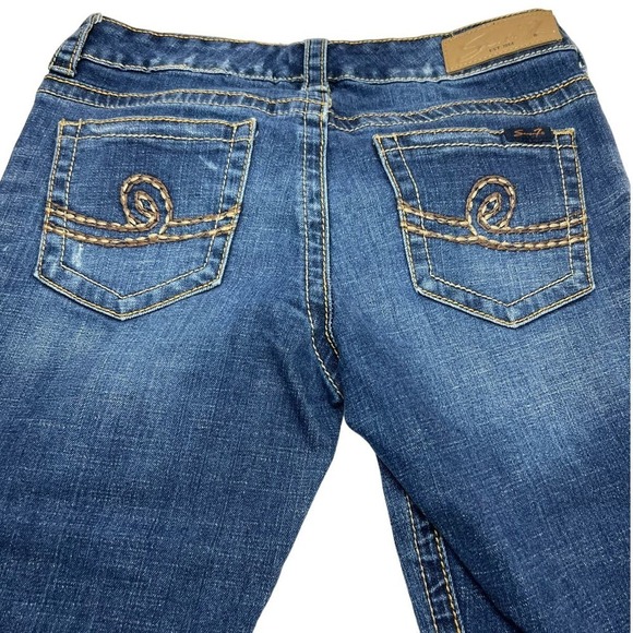 7 Seven Blue Jeans Cropped Womens Size 6 Stretch Thick Stitch Y2K Dark Wash - Picture 5 of 9